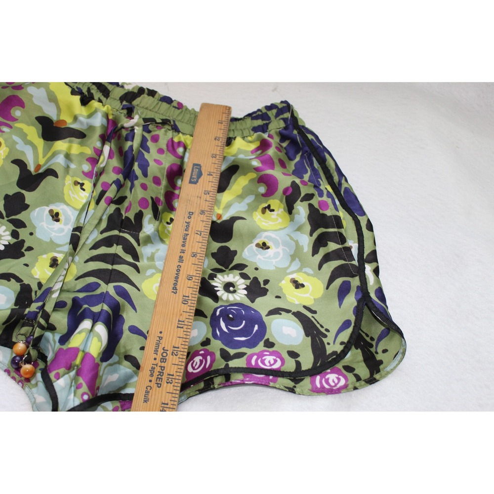 Zara Womens Floral Print Satin Shorts Green Purple Women size S  RN77302 NWT - Picture 7 of 10